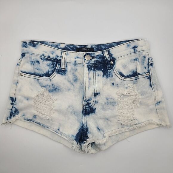 Forever 21 Ripped Light Denim Wash Shorts Size 26 (XS) - Picture 1 of 5